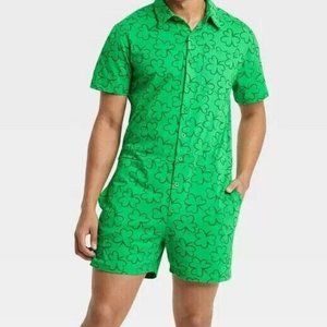 Shamrock Romper in Green Button up, Short Sleeve Size Medium - New w Tags!!